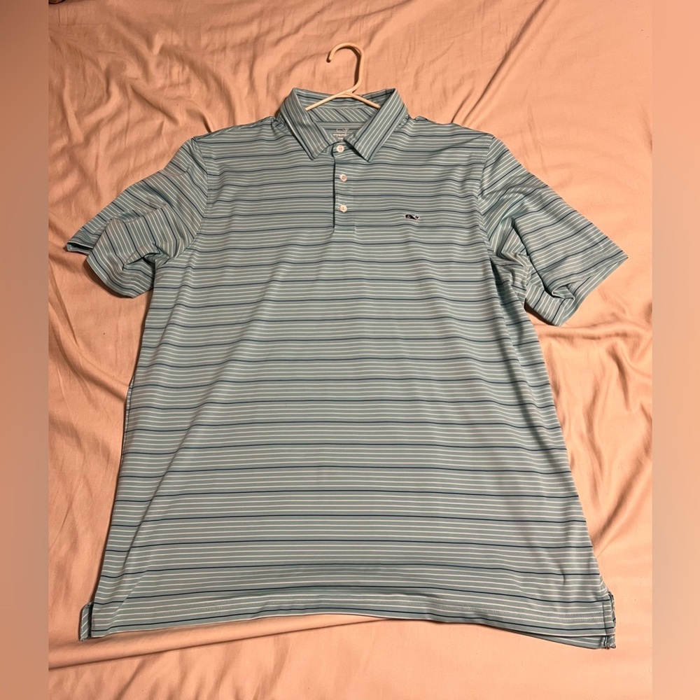 Vineyard Vines Teal Stripped polo